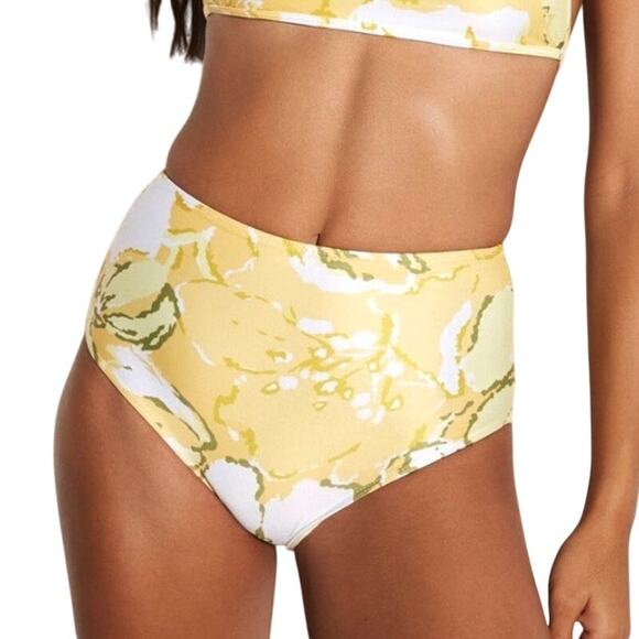 Faithfull the Brand Isle High Waist Bikini Bottoms Loretta Floral Yellow 8/L NWT - Picture 1 of 10